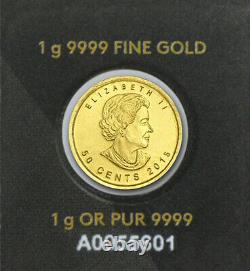 NEW 1 gram Canada Gold Maple 50c from Gold Maplegram 25 9999 Fine in assay