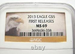 NGC MS 69, 2013 $5, Gold, First release, 1/10-ounce U. S. Mint American Eagle