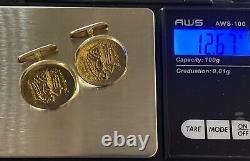 NIKE GODDESS OF VICTORY 18K GOLD CUFFLINKS Ancient Greek Coin Design 12.67 grams