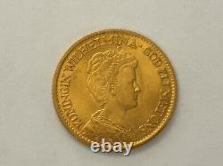 Netherlands 1913 10 Gulden Wilhelmina Gold Coin 4.3 DWT 6.7 Grams