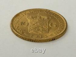 Netherlands 1913 10 Gulden Wilhelmina Gold Coin 4.3 DWT 6.7 Grams