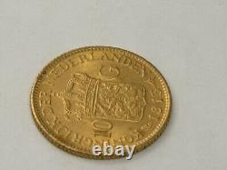 Netherlands 1913 10 Gulden Wilhelmina Gold Coin 4.3 DWT 6.7 Grams