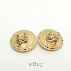 New 14K Gold Italy Roman Coin Puffy Omega Back Button Earrings 8 grams