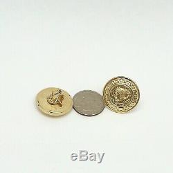 New 14K Gold Italy Roman Coin Puffy Omega Back Button Earrings 8 grams