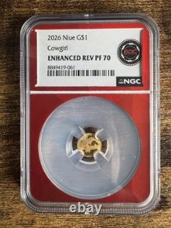 Niue 2026 Cowgirl 24kt 1 Gram Gold $1 Enhanced Reverse Proof PF70 NGC