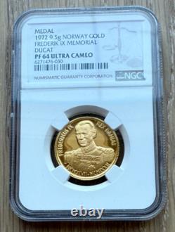 Norway 1972 Gold 9.5 gram Ducat NGC PF64UC Frederik IX Memorial