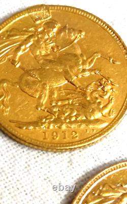 OLD THREE Sovereign King George V gold Coin from United Kingdom 8 grams 22ct