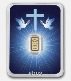 PAMP Suisse 1 gram Gold Bar Blessings of Jesus Christ. 9999 Fine Dove Cross TEP