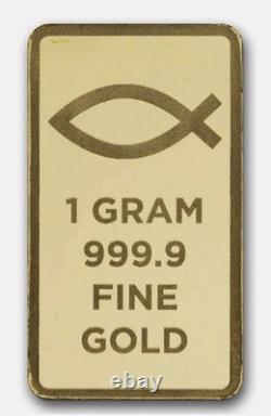 PAMP Suisse 1 gram Gold Bar Blessings of Jesus Christ. 9999 Fine Dove Cross TEP