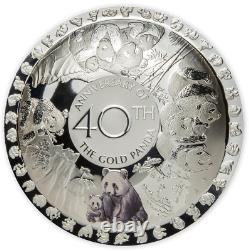 PANDA 40th Anniversary of Gold. 999 Silver Coin 5$ Solomon Islands 2022