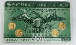 PHOENIX CERTIFIED BULLION 4 Each 1 gram. 9999 AU GOLD COIN FREE SHIPPING