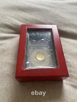 PR70, 2019 Apollo 11 50th Anniversary GOLD Proof $5 1/4 oz Coin, Curved, Box COA