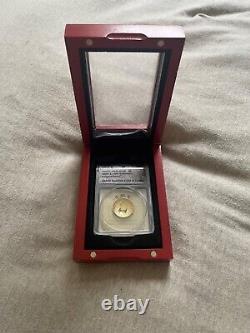PR70, 2019 Apollo 11 50th Anniversary GOLD Proof $5 1/4 oz Coin, Curved, Box COA