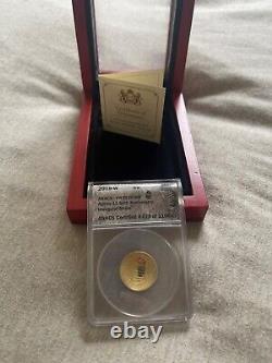 PR70, 2019 Apollo 11 50th Anniversary GOLD Proof $5 1/4 oz Coin, Curved, Box COA