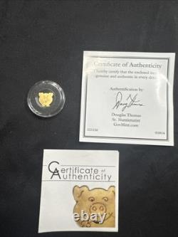 Palau 1/2 gram Gold $1 Golden Lucky Pig WithCOA