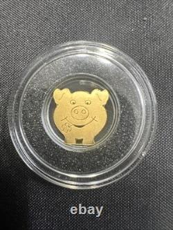 Palau 1/2 gram Gold $1 Golden Lucky Pig WithCOA