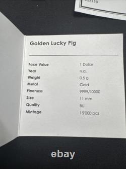 Palau 1/2 gram Gold $1 Golden Lucky Pig WithCOA
