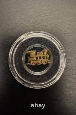 Palau Golden Train 0.5g Gold Coin (Shape of a Train) With Plastic Capsule