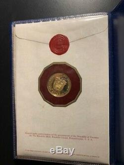 Panama 1975 100 Balboa Gold Coin / 8.16 Grams / Proof / Orig Documentation