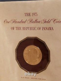 Panama 1975 100 Balboa Gold Coin Gem Proof 90% Gold 8.16 Grams In Sealed Cachet