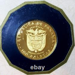 Panama 1978 One Hundred Balboa 8.16 grams Proof Gold Coin Dove Orchid