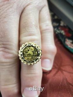 Panda Coin Ring In 10 K Yellow Gold Weighs 3.9 Grams