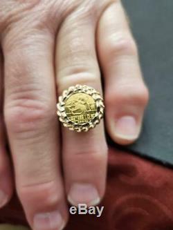 Panda Coin Ring In 10 K Yellow Gold Weighs 3.9 Grams