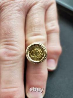 Panda Coin Ring In 14 K Yellow Gold Weights 6.8 Grams