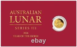 Perth Mint 1/2 Gram Gold PROOF Lunar Horse in Card