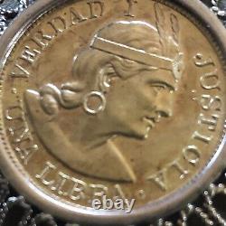 Peru 1965 Peruvian Gold Una Libra Pendant Necklace Charm 0.9167 Purity 8 Grams