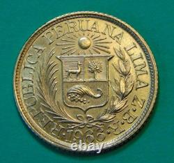 Peru -1966 Gold 1/2 Libra Coin Km#209
