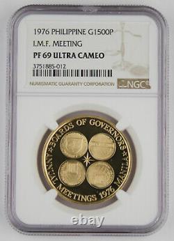 Philippines 1976 20 Gram 90% Gold 1500 Piso Proof Coin NGC PF69 I. M. F. Meeting