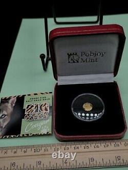 Pobjoy Mint Cougar 1/2 Gram Gold Coin COA