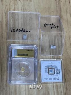Precious Metal Lot 1g Platinum, 1g Palladium, 1/500 Gold MS70, 1g Geiger Silver