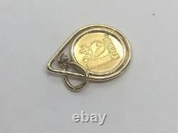 Pretty 18k Gold Diamond pendant with 1 gram RARE France. 999 fine gold K24 coin