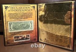 Pure 24k? Gold Declaration Of Independence Aurum 2 Dollar Bill Display CoA? S/N