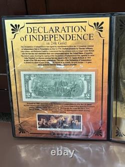 Pure 24k? Gold Declaration Of Independence Aurum 2 Dollar Bill Display CoA? S/N