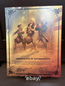 Pure 24k? Gold Declaration Of Independence Aurum 2 Dollar Bill Display CoA? S/N