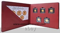 QE II Portraits on Sovereign 5 Coin collection 1/1000 999 Gold