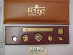 RARE 1992 Australia 5-Coin Gold Nugget Proof Set (Eagle Privy) 500 MINTED IN BOX