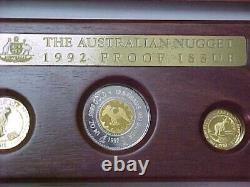 RARE 1992 Australia 5-Coin Gold Nugget Proof Set (Eagle Privy) 500 MINTED IN BOX