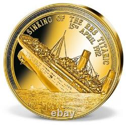 RARE 2019 Solid Gold Titanic coin 0.5 grams 11 mm RARE + COA Capsule Proof