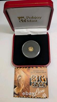 RARE 2020 Big Cats Lion 1/2 gram Gold $4 Sierra Leone Proof Coin