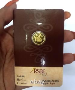 REAL Gold Round Shape Bullion Coin Seal Pack Certified 1 Grams 24Kt 995 Purity
