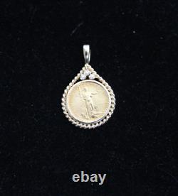 (RI3) 14KYG Pendant With 1/10 Ounce Gold Eagle Fine Gold Coin 5.7 Grams