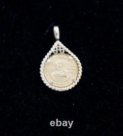 (RI3) 14KYG Pendant With 1/10 Ounce Gold Eagle Fine Gold Coin 5.7 Grams