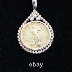 (RI3) 14KYG Pendant With 1/10 Ounce Gold Eagle Fine Gold Coin 5.7 Grams