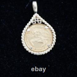 (RI3) 14KYG Pendant With 1/10 Ounce Gold Eagle Fine Gold Coin 5.7 Grams