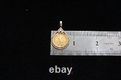 (RI3) 14KYG Pendant With 1/10 Ounce Gold Eagle Fine Gold Coin 5.7 Grams