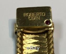 ROBERTO COIN 18K Gold Silk Weave Pave Diamond Bracelet 25 grams 7